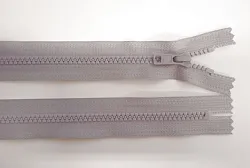 Kostený zips, NEoddeliteľný, 5 mm, dĺžka 55 cm, sivý