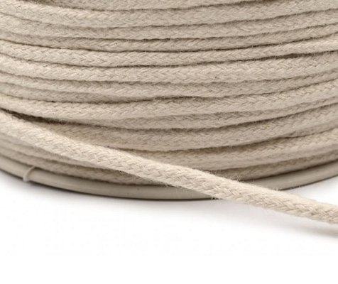 Oděvní šňůra, knot, 100% bavlna, 2mm, režná světlá, galanterie, metráž